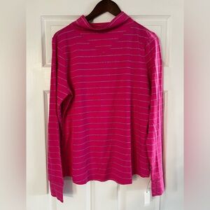 Talbots Vibrant Pink Top with Silver Stripes